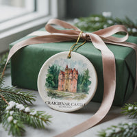 Craigievar Castle Watercolor Custom Ornament, Christmas Scotland Travel Gift