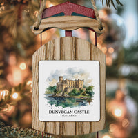 Dunvegan Castle Watercolor Ceramic Custom Ornament, Christmas Scotland Travel Gift