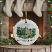 Inveraray Castle Watercolor Custom Ornament, Christmas Scotland Travel Gift