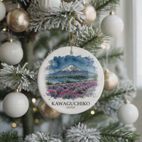 Lake Kawaguchiko Watercolor Custom Ornament, Christmas Japan Mount Fuji Travel Gift