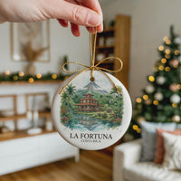 La Fortuna Watercolor Custom Ornament, Christmas Costa Rica Travel Gift