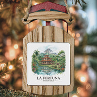 La Fortuna Watercolor Custom Ornament, Christmas Costa Rica Travel Gift