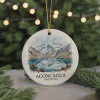 Aconcagua Mountain Watercolor Custom Ornament, Christmas Argentina Travel Gift