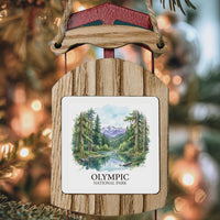Olympic National Park Watercolor Ceramic Custom Ornament, Christmas Washington Forest Gift