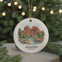 Sedona Arizona Watercolor Custom Ornament, Christmas Red Rock Landscape Gift