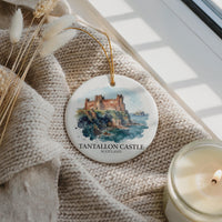 Tantallon Castle Watercolor Custom Ornament, Christmas Scotland Travel Gift