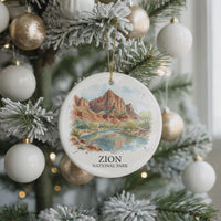 Zion National Park Watercolor Custom Ornament, Christmas Utah Travel Gift