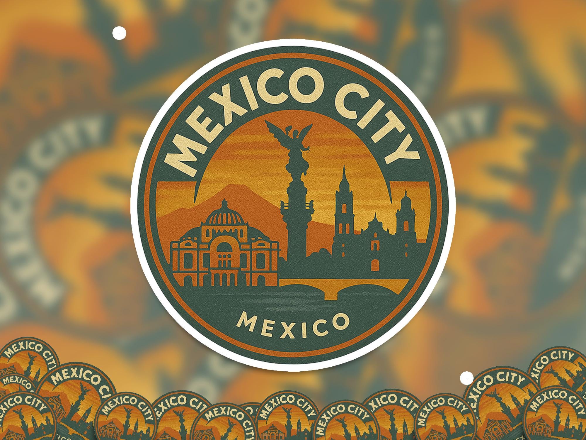 Mexico City Mexico Kiss - Cut Vinyl, Waterproof Decal, Retro Travel Lover Collection - CuteBeePix