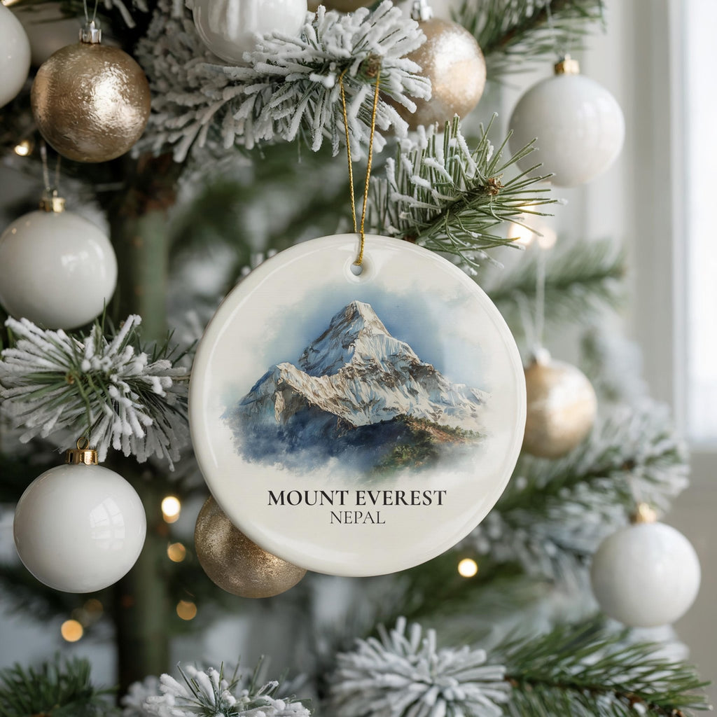 Mount Cook New Zealand Personalized Watercolor Ornament, Custom Ceramic Christmas gift, Travel Keepsake - CuteBeePix