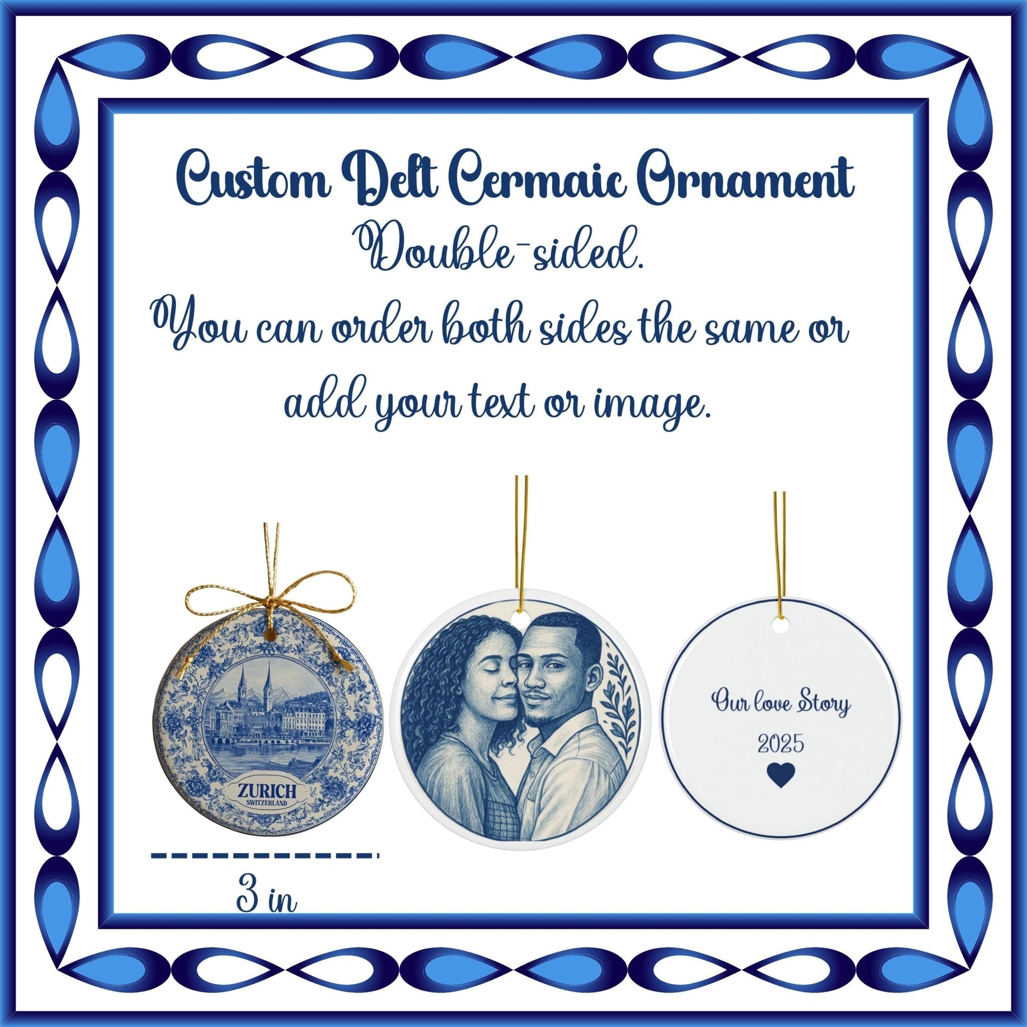 Oklahoma City Delftware Ceramic Ornament: Custom City Travel Keepsake - CuteBeePix