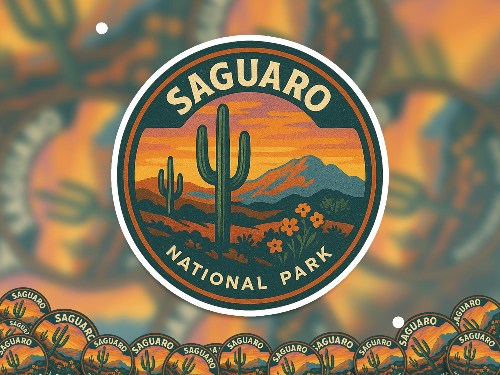Saguaro National Park Sticker, Retro Vinyl Waterproof Decal, Vintage USA Travel Collection - CuteBeePix