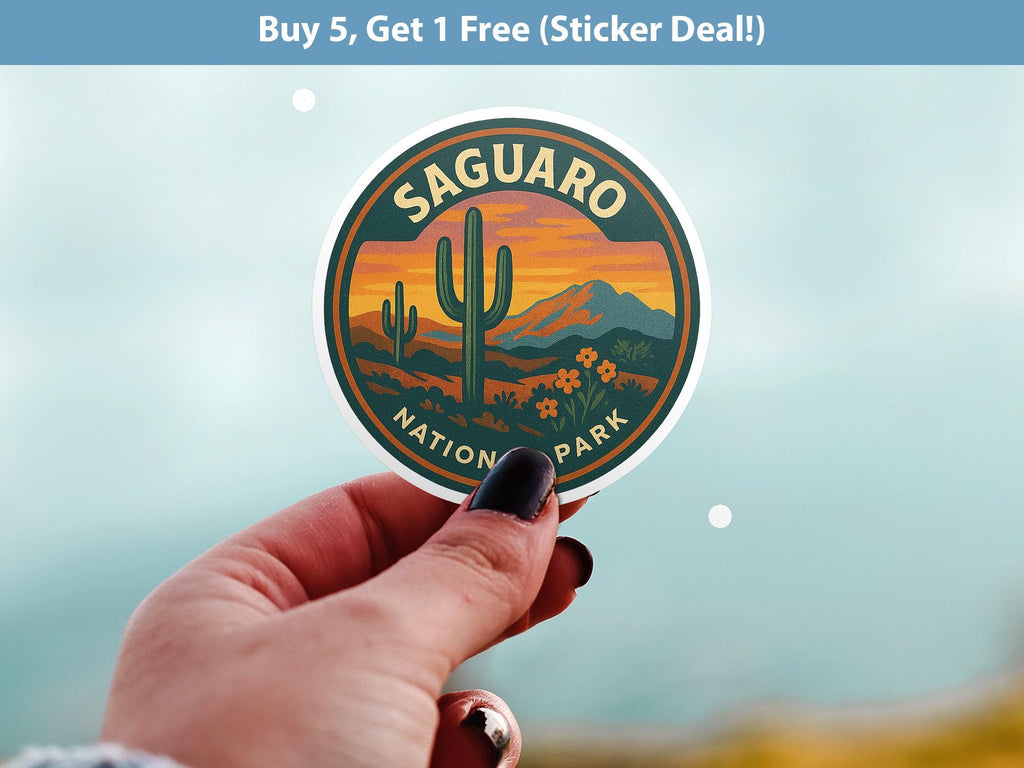 Saguaro National Park Sticker, Retro Vinyl Waterproof Decal, Vintage USA Travel Collection - CuteBeePix
