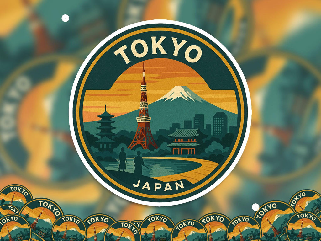 Tokyo Japan City Sticker: Retro Travel Decal - CuteBeePix
