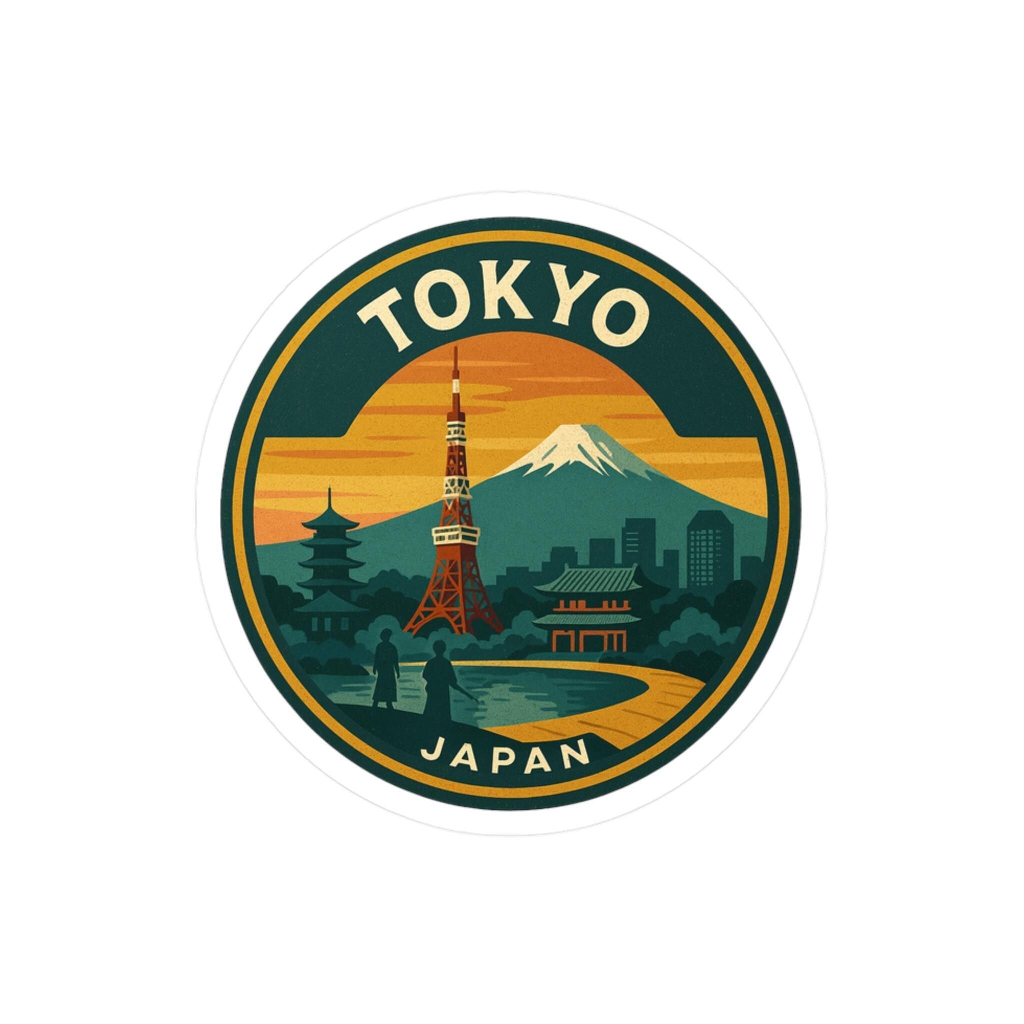 Tokyo Japan City Sticker: Retro Travel Decal - CuteBeePix