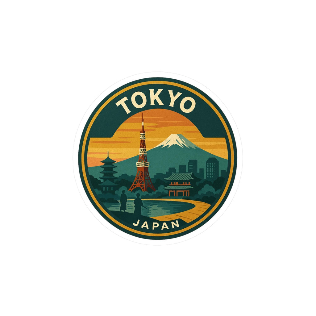 Tokyo Japan City Sticker: Retro Travel Decal - CuteBeePix