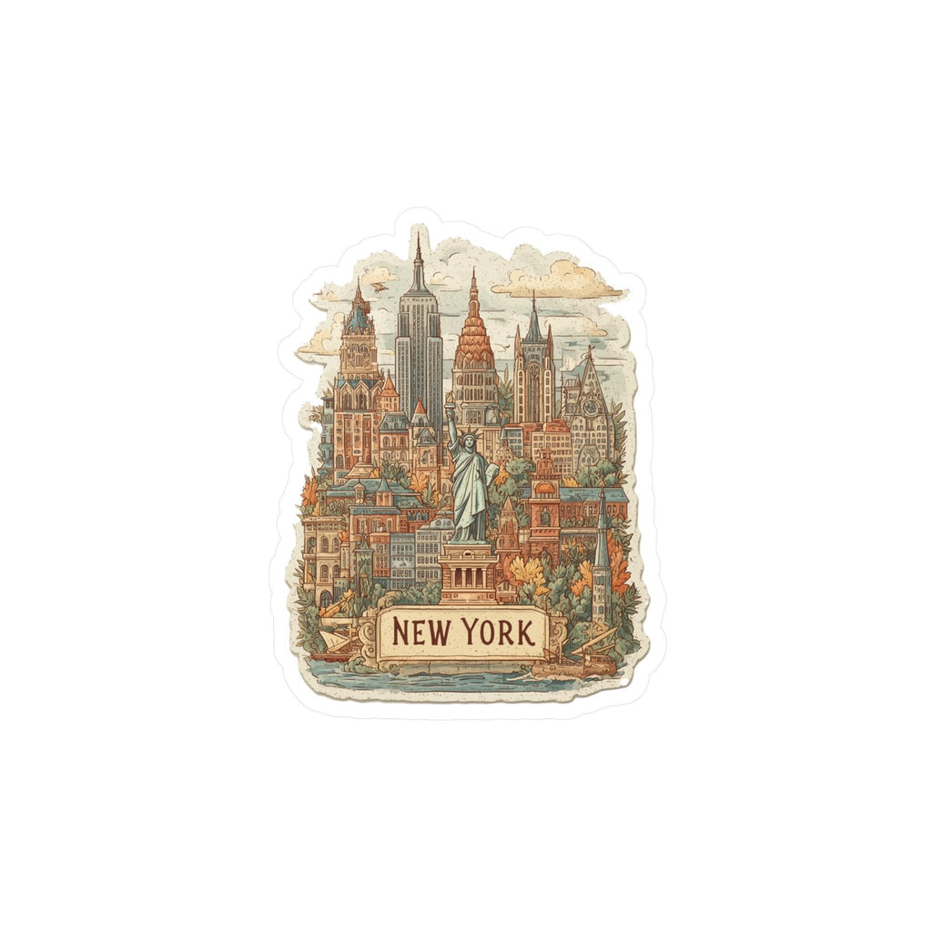 Vintage NYC Sticker: New York Kiss - Cut Vinyl Decal, Waterproof Travel Gift - CuteBeePix