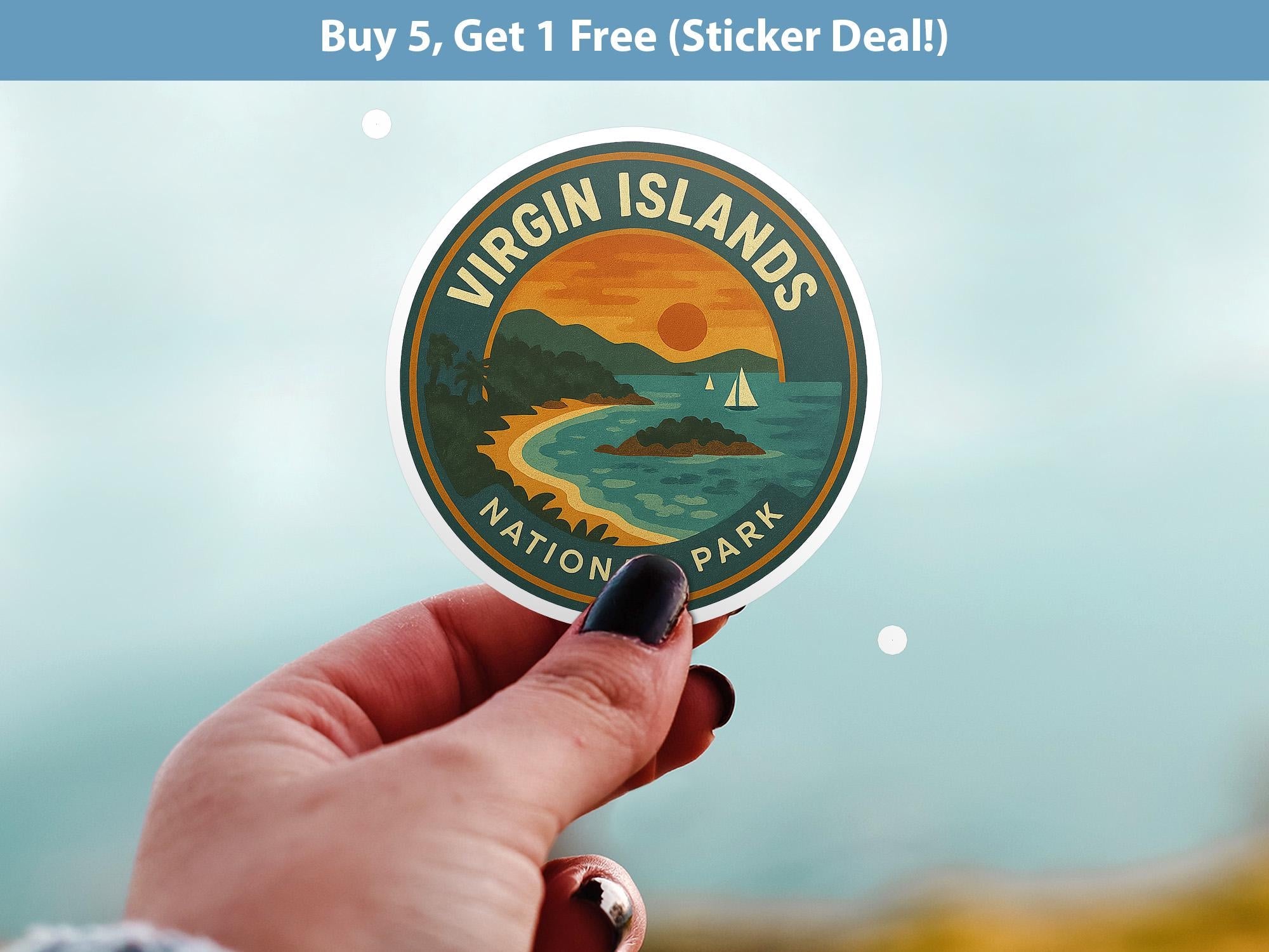 Virgin Islands National Park Sticker, Retro Vinyl Waterproof Decal, Vintage USA Travel Collection - CuteBeePix