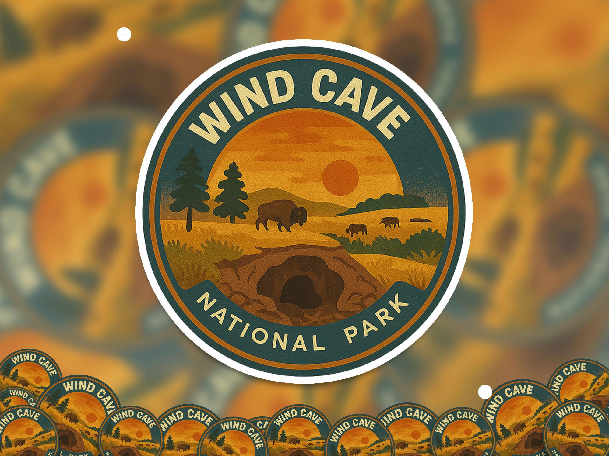 Wind Cave National Park Sticker, Retro Vinyl Waterproof Decal, Vintage USA Travel Collection - CuteBeePix