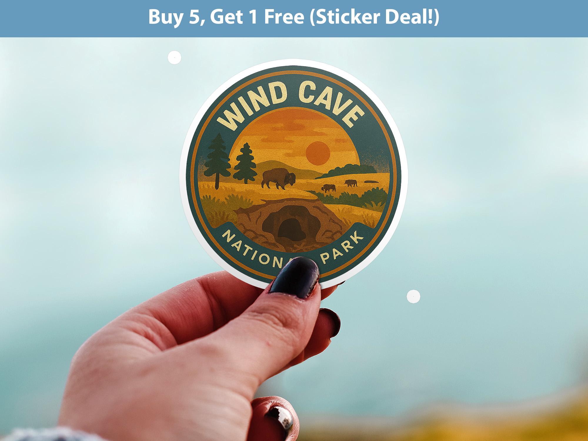 Wind Cave National Park Sticker, Retro Vinyl Waterproof Decal, Vintage USA Travel Collection - CuteBeePix