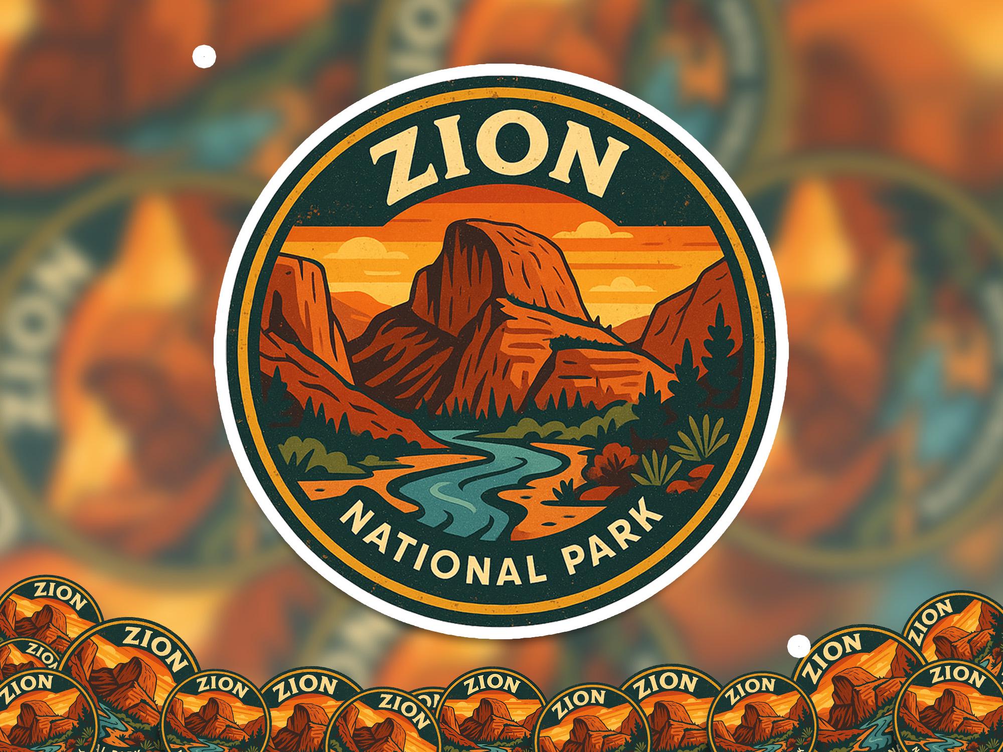 Zion National Park Sticker, Retro Vinyl Waterproof Decal, Vintage USA Travel Collection - CuteBeePix