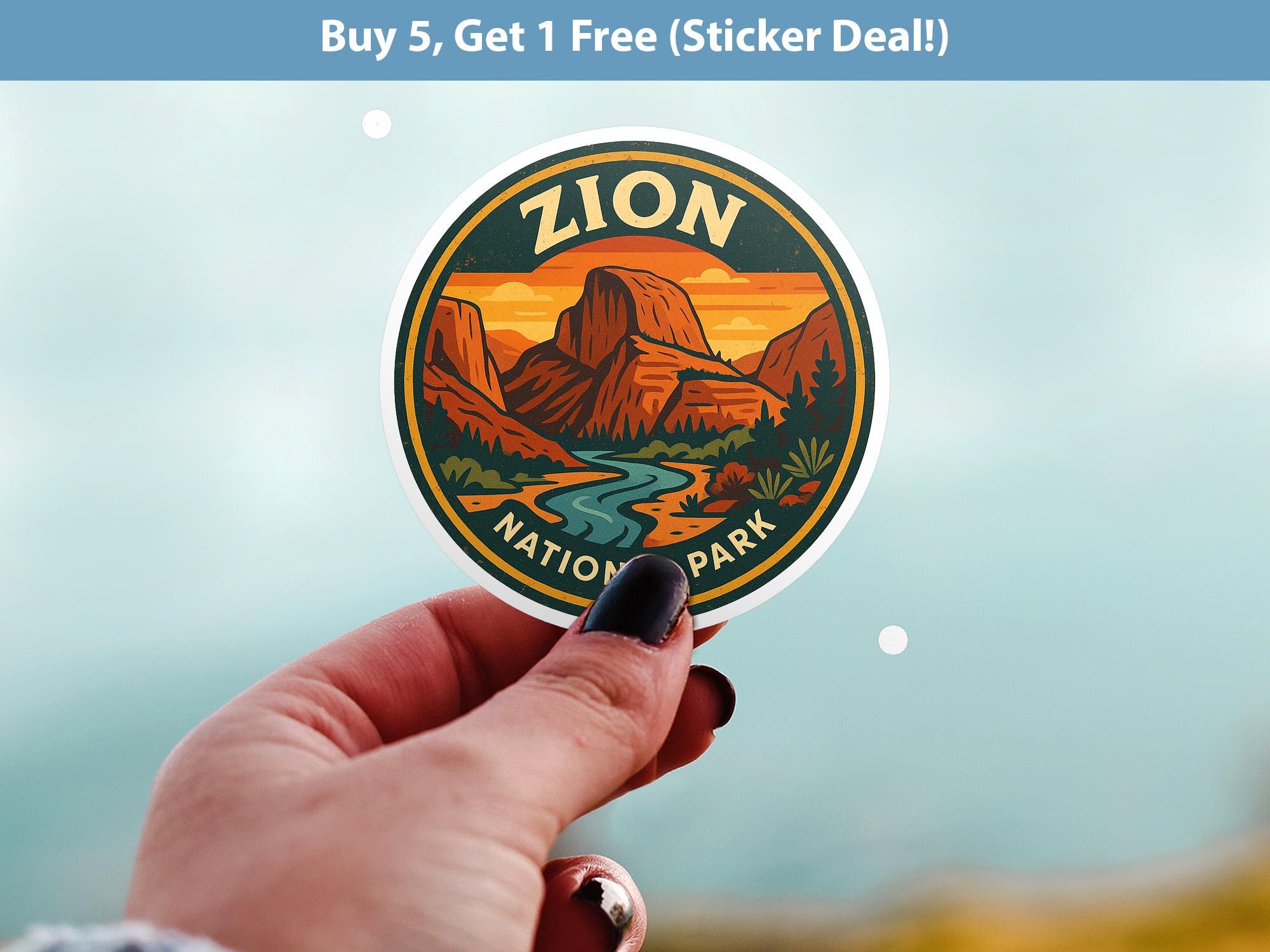 Zion National Park Sticker, Retro Vinyl Waterproof Decal, Vintage USA Travel Collection - CuteBeePix