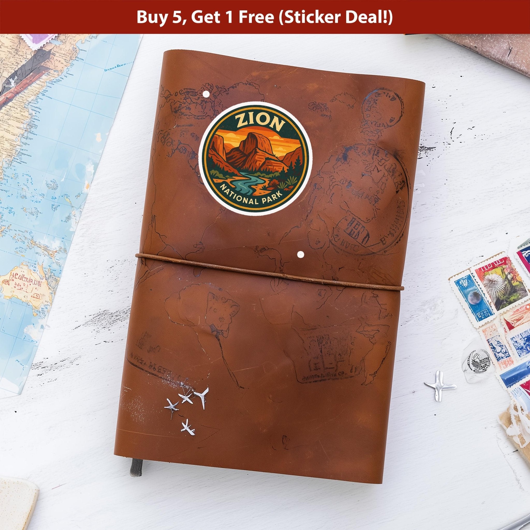 Zion National Park Sticker, Retro Vinyl Waterproof Decal, Vintage USA Travel Collection - CuteBeePix